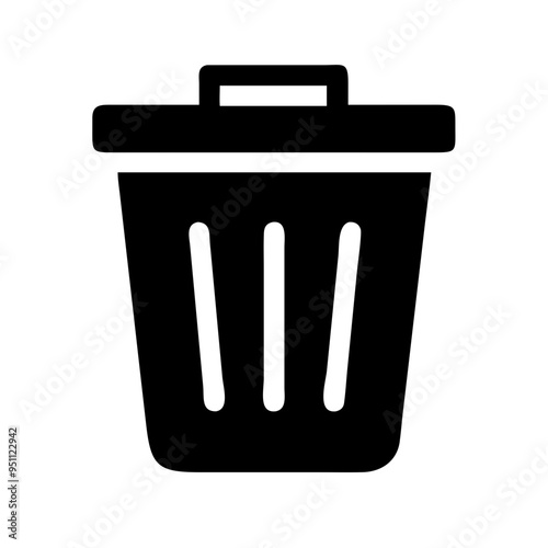  Trash Can Icon: A simple, yet essential icon depicting a trash can with a lid and a handle, symbolizing the concept of discarding unwanted items.