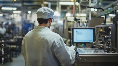 Worker Monitoring Manufacturing Process in Industrial Facility