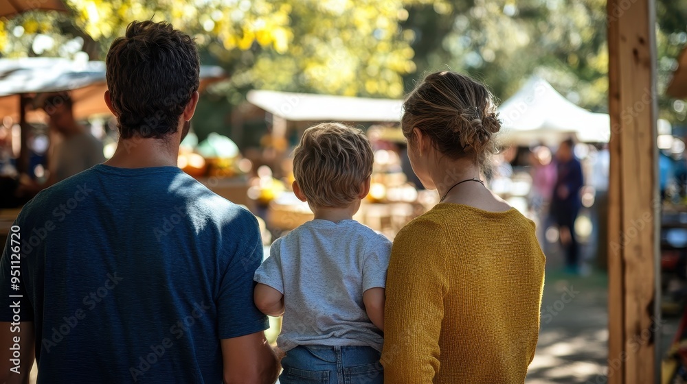 Family Enjoying a Warm Autumn Day at an Outdoor Market Family Enjoying a Warm Autumn Day at an Outdoor Market