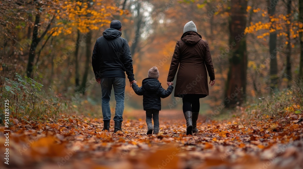 Autumn Family Walk in the Forest Autumn Family Walk in the Forest