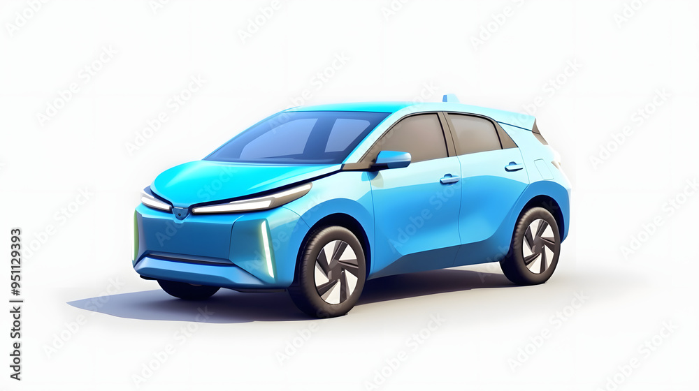 Plug-in Hybrid Vehicle 3d cartoon style