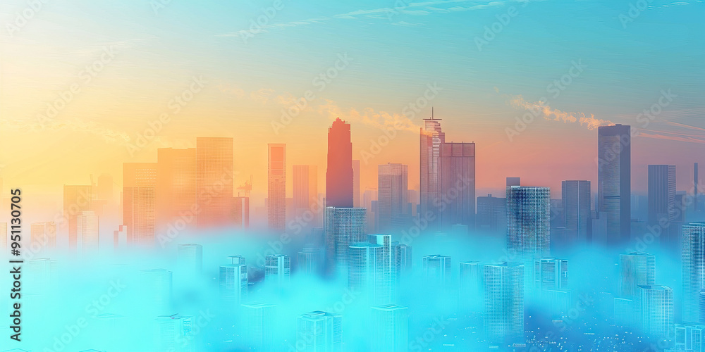Fototapeta premium Abstract Landscape: Air Pollution Levels Across European Cities