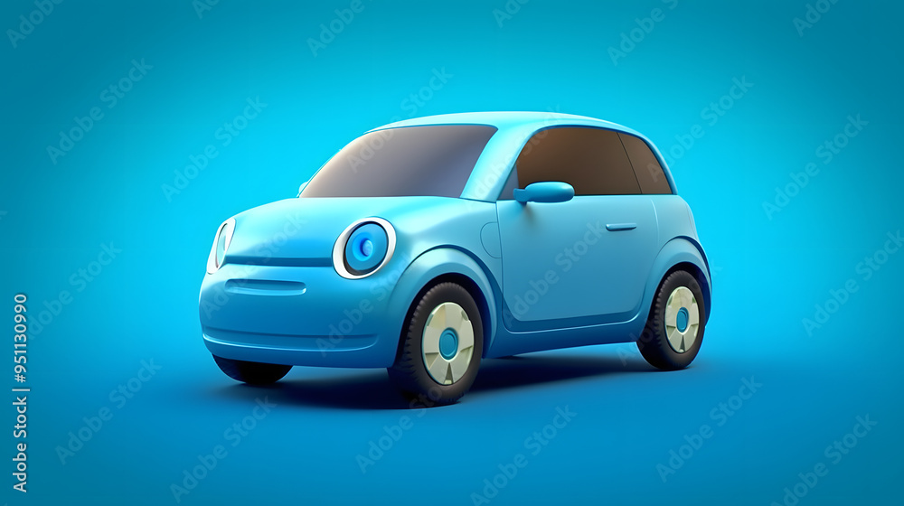 Plug-in Hybrid Vehicle 3d cartoon style Plug-in Hybrid Vehicle 3d cartoon style