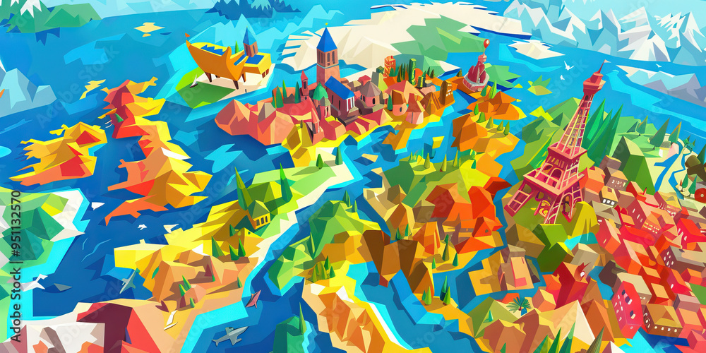 Fototapeta premium Colorful Data Visualization: Tourism Revenue by Destination in Europe