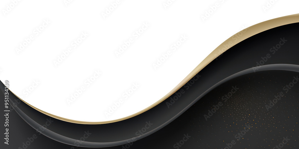 Fototapeta premium PNG abstract black gold waves border, transparent background