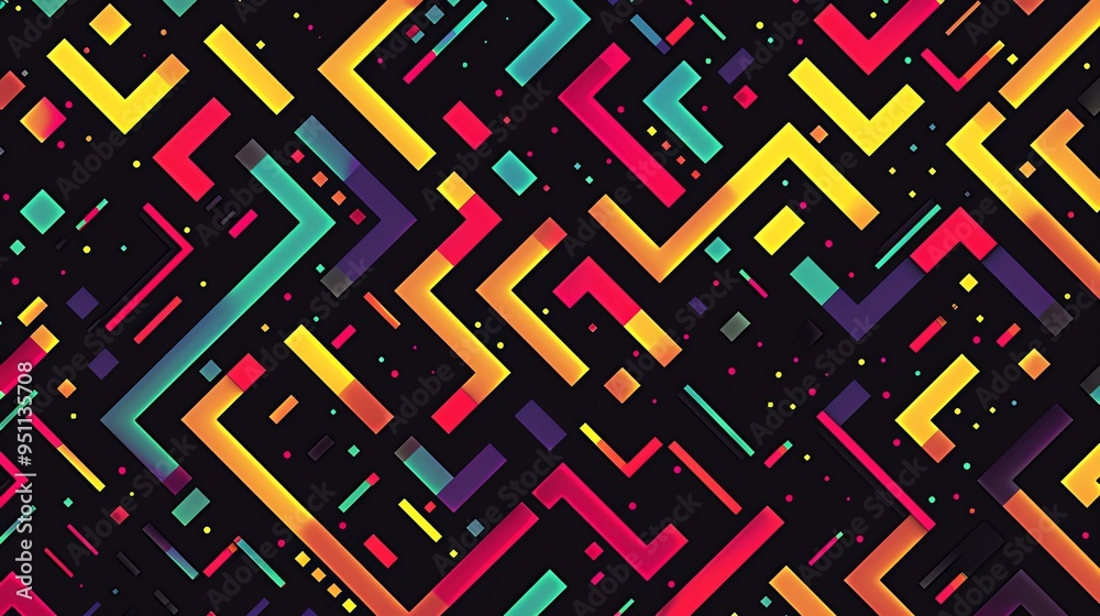 Colorful pattern with geometric squares and numbers, perfect for business backdrop or decorative wallpaper Colorful pattern with geometric squares and numbers, perfect for business backdrop or decorative wallpaper