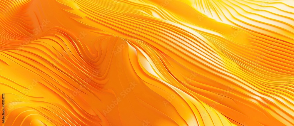 Abstract Golden Waves, Smooth Lines and Curves, 3D Graphic Art