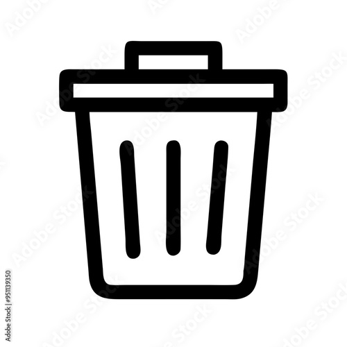 An essential set of delete and trash bin icons featuring simple yet effective designs for indicating deletion actions. Icons include variations like trash cans with and without lids, crumpled papers, 