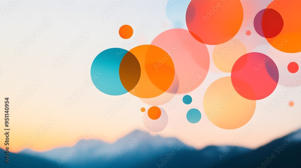 Whimsical fusion of colorful polka dots dancing over serene landscapes in a double exposure style, evoking joy and playfulness Whimsical fusion of colorful polka dots dancing over serene landscapes in a double exposure style, evoking joy and playfulness