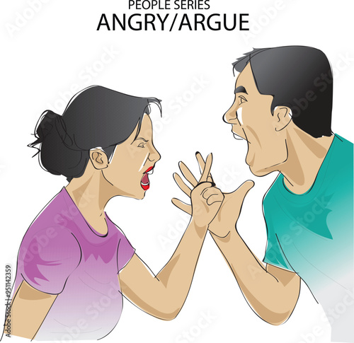 women and man as couple argue and angry
