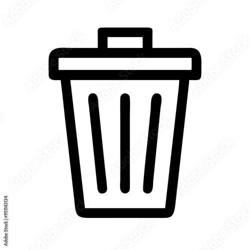 An essential set of delete and trash bin icons featuring simple yet effective designs for indicating deletion actions. Icons include variations like trash cans with and without lids, crumpled papers, 