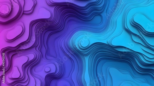 Wave Gradient, Blue and Purple Shapes, Abstract Image, Texture, Pattern Background, Wallpaper, Cover and Screen for Smartphone, PC, Laptop, 9:16 and 16:9 Format