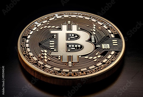 an image of a bitcoin coin on a black background photo