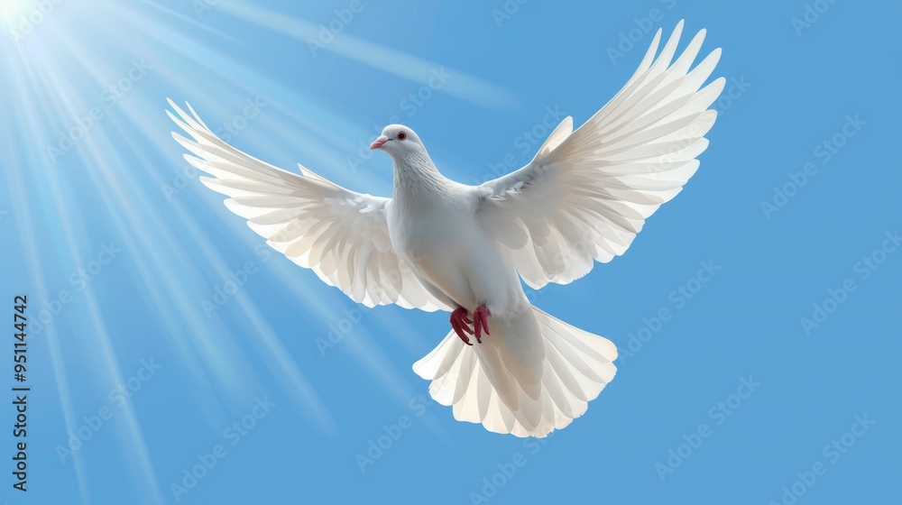 cartoon vector A detailed vector graphic of a white dove soaring in a bright sky, with ample room for text, symbolizing the New Testament Holy Spirit cartoon vector A detailed vector graphic of a white dove soaring in a bright sky, with ample room for text, symbolizing the New Testament Holy Spirit