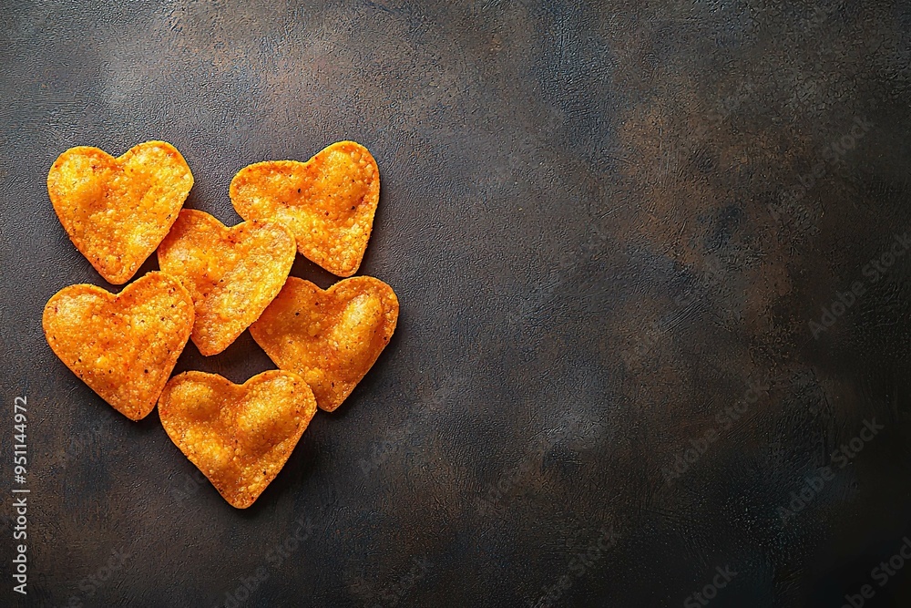 Obraz premium Heart-shaped spicy chips