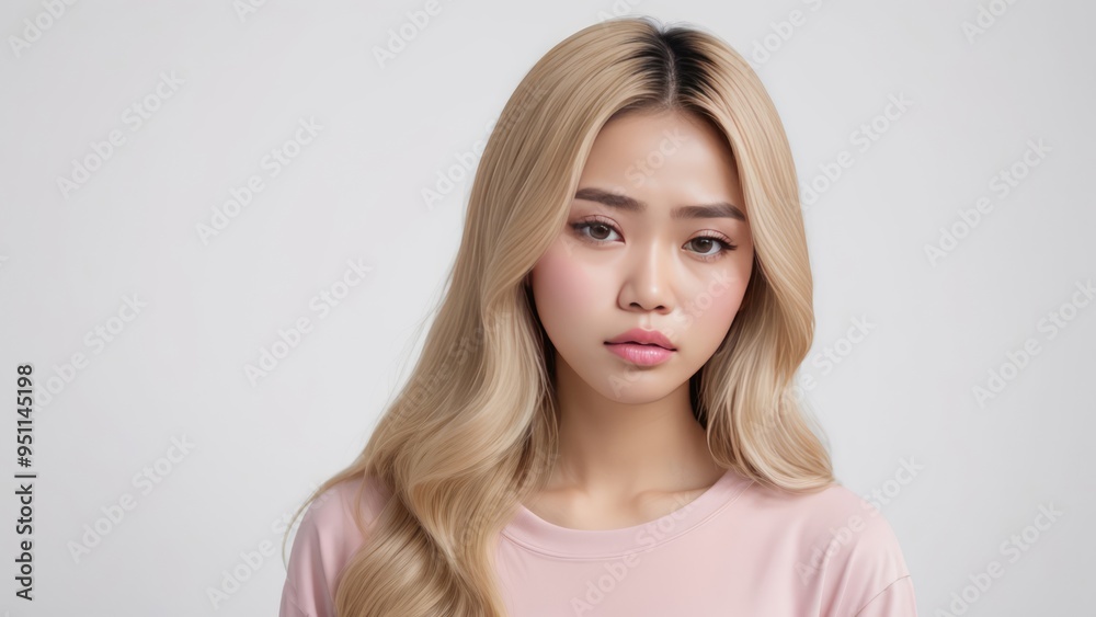 Woman with a disappointed face expression on white background Woman with a disappointed face expression on white background