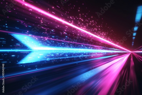 Abstract motion speed glowing effect background created with Generative AI