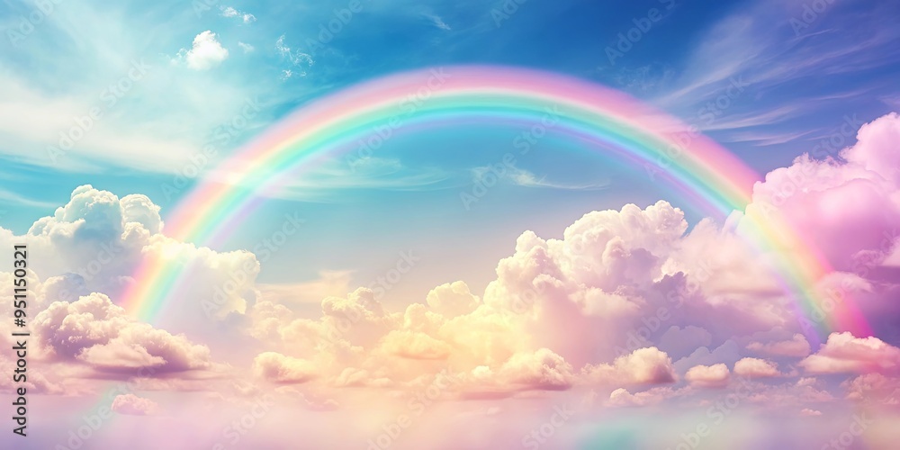 Pastel rainbow sky with ethereal colors fading into a dreamy gradient Pastel rainbow sky with ethereal colors fading into a dreamy gradient