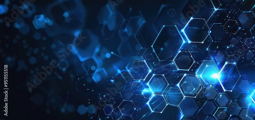 Abstract Blue Hexagon Network