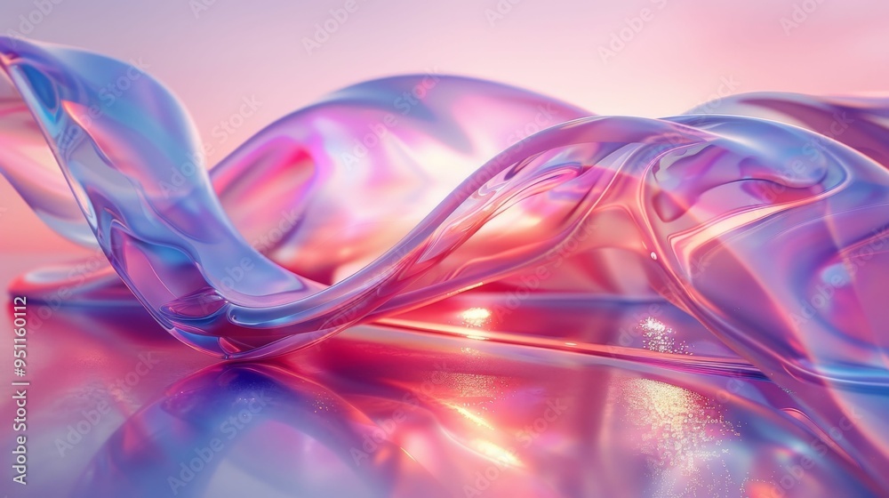 Gliding Glass Ribbon. Futuristic 3D abstract scene