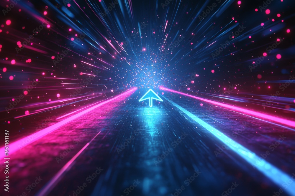 Naklejka premium Abstract motion speed glowing effect background created with Generative AI