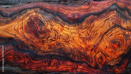 Close-up image of intricate, colorful wood grain texture, highlighting its natural beauty and unique patterns for artistic and natural designs.