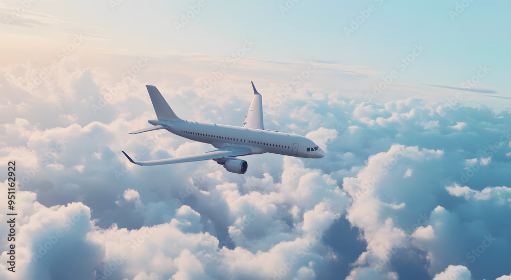 A White Airplane Flying in the Sky Surrounded by Fluffy Clouds on a Clear Day
A White Airplane Flying in the Sky Surrounded by Fluffy Clouds on a Clear Day