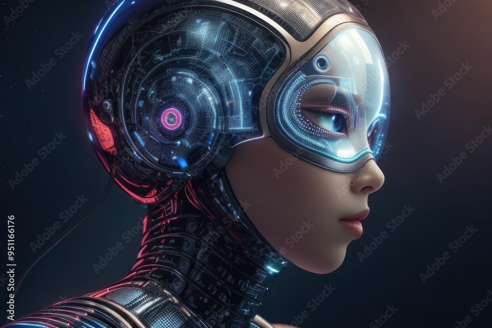 Cyborg woman. artificial intelligence modern technology Cyborg woman. artificial intelligence modern technology