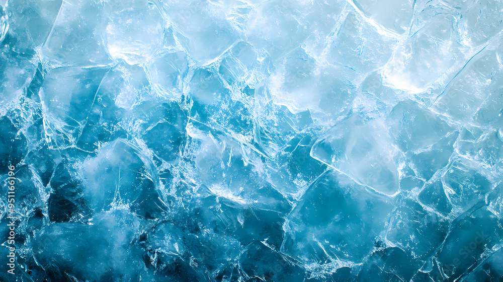 Fototapeta premium Ice texture background. the textured cold frosty surface of ice block, blue background with cracks on the ice surface. Textured. Illustration