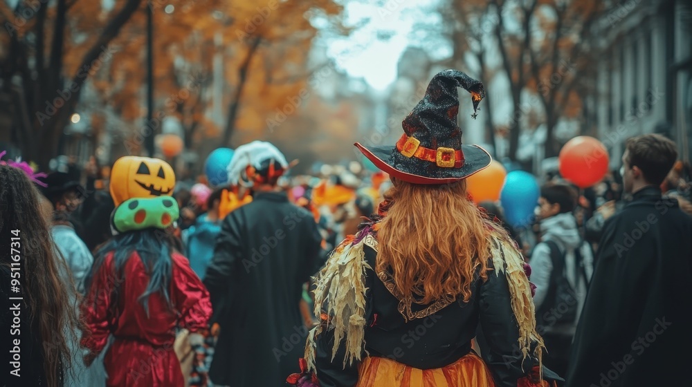 Colorful Halloween Parade in the City Colorful Halloween Parade in the City