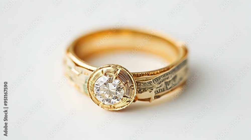 Dazzling Diamond Ring Crafted from Precious Coin and Currency Strips Dazzling Diamond Ring Crafted from Precious Coin and Currency Strips
