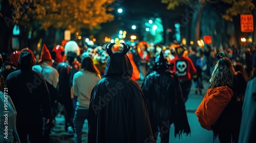 Wallpaper Mural Vibrant Nighttime Street Scene with Costumed Crowd Torontodigital.ca