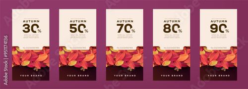 Autumn Gift sale promotion Coupon banner abstract background template. Elegant Autumn Voucher Design.
