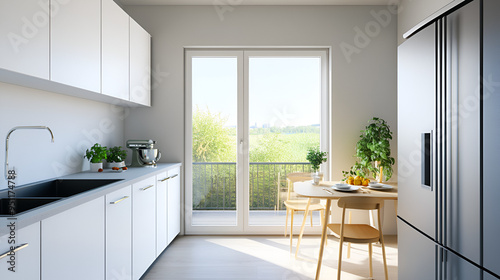 Modern Kitchen with Stainless Steel Appliances and a Sunny View