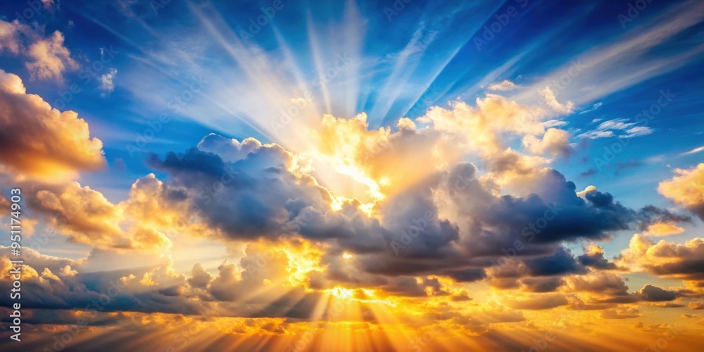 Beautiful sky with sun rays and lush clouds, sky, beautiful, sun rays, clouds, lush, nature, serene, tranquil, peaceful Beautiful sky with sun rays and lush clouds, sky, beautiful, sun rays, clouds, lush, nature, serene, tranquil, peaceful