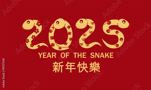 2025 year of the snake icon, lunar new year design vector illustration