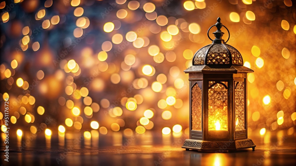Ornate lantern shining against warm bokeh lights, symbolizing hope and celebration Ornate lantern shining against warm bokeh lights, symbolizing hope and celebration