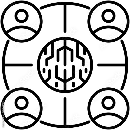 Crowdfunding Icon. Cryptocurrency Crowd Fundraising Pictogram Graphic Illustration. Isolated Simple Line Icon For Infographic, App and Web Button.