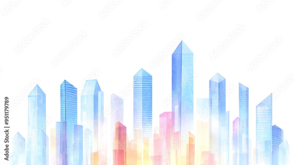 City planning, futuristic skyscraper models, watercolor style City planning, futuristic skyscraper models, watercolor style