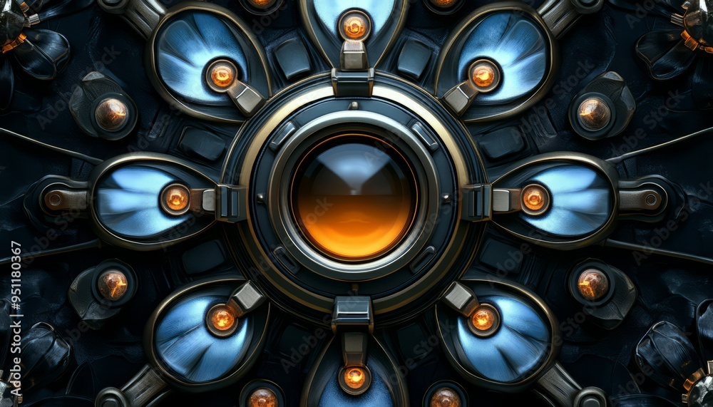 Circular Machine with Blue and Gold Elements Circular Machine with Blue and Gold Elements