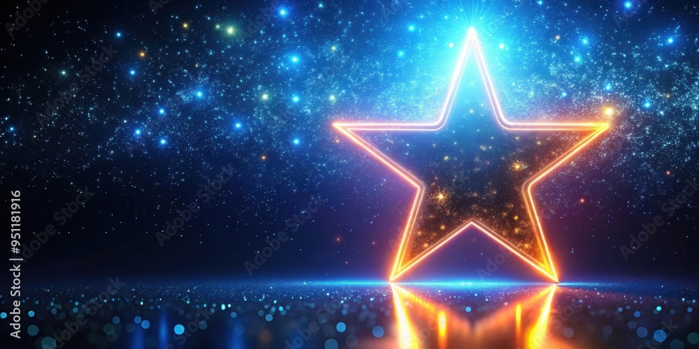 Bright neon star glowing in dark starry background, neon, star, glowing, dark, background, sky, space, astronomy, celestial, night Bright neon star glowing in dark starry background, neon, star, glowing, dark, background, sky, space, astronomy, celestial, night