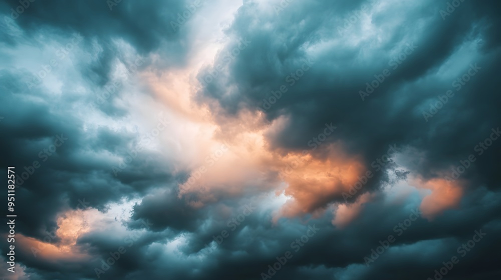 Obraz premium The sky is filled with dark clouds and the sun is barely visible