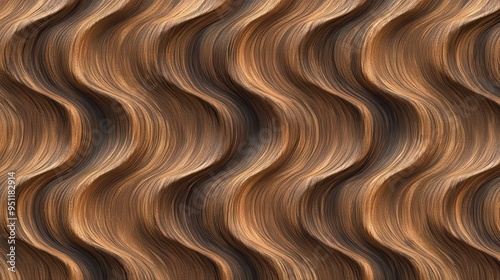 Abstract Wavy Wooden Texture Background, Brown Wood Grain Pattern, Seamless Loop, 3D Rendering.