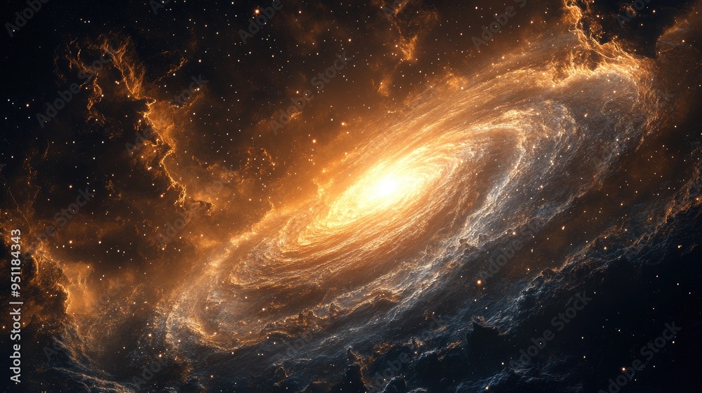 A galaxy viewed from afar, with swirling clouds of gas and stars, creating a sense of scale and wonder with clear space for text. A galaxy viewed from afar, with swirling clouds of gas and stars, creating a sense of scale and wonder with clear space for text.
