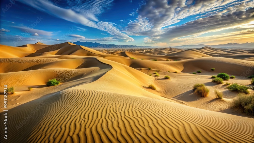 Naklejka premium Sand dunes in the Kyzylkum desert Kazakhstan, desert, sand, dunes, Kyzylkum, Kazakhstan, arid, landscape, nature, remote, scenic