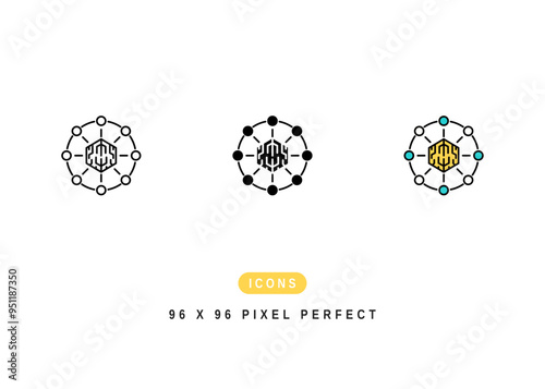 Defi Icon. Decentralized Finance Crypto Pictogram Graphic Illustration. Isolated Simple Line Icon For Infographic, App and Web Button.