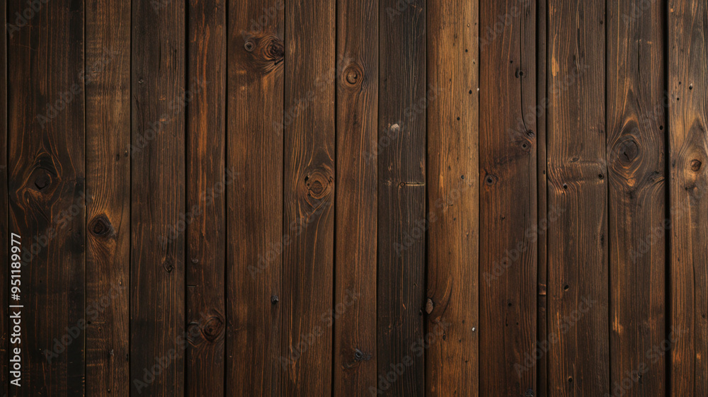 Fototapeta premium Fondo de tablón de madera de color marrón oscuro, papel tapiz. Antiguo fondo de madera con textura oscura grunge, la superficie de la antigua textura de madera marrón, vista superior de paneles. 