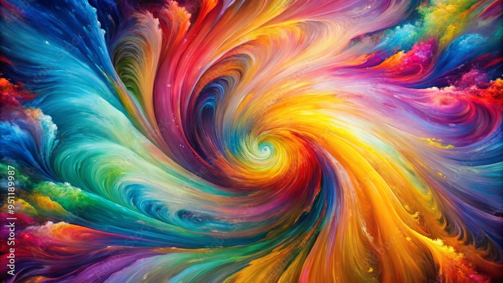 Vivid abstract painting with swirling strokes of vibrant colors capturing human psyche turmoil Vivid abstract painting with swirling strokes of vibrant colors capturing human psyche turmoil