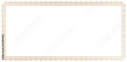 Decorative frame Elegant element isolated white backgrounds for design in Eastern style, place for text. Floral golden border. Lace illustration for invitations and greeting cards, labels, certificate