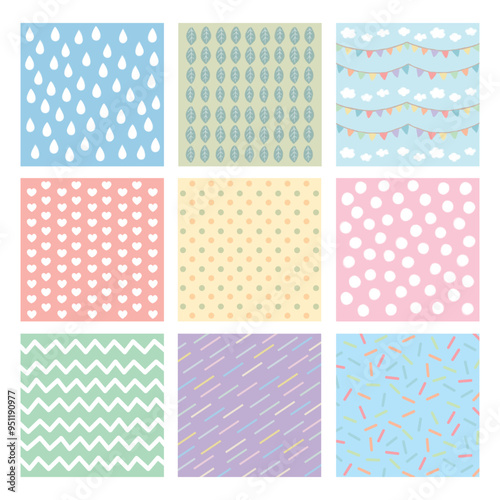 Explore 9 unique and colorful patterns, ideal for enhancing creative projects like invitations, digital scrapbooking, and DIY crafts. A must-have for designers seeking playful and versatile background